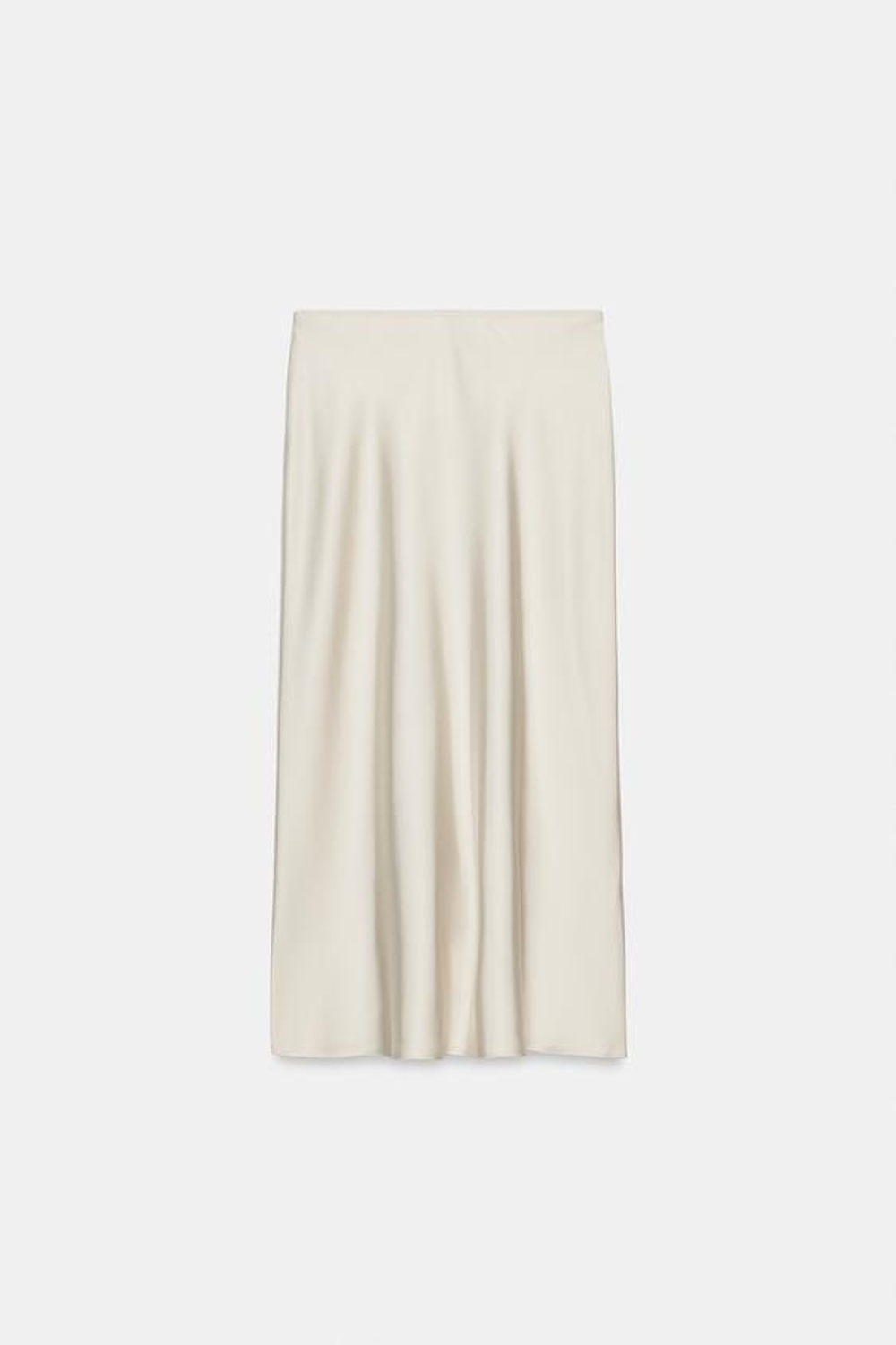ZARA АТЛАСНАЯ ЮБКА МИДИ, ЦВЕТ ЛЬДА