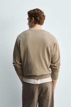 ZARA КАРДИГАН ИЗ ХЛОПКА И РАМИ, БЕЖЕВЫЙ