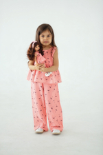 Костюм из муслина цвет коралловый с принтом Одуванчики