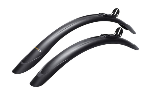 Крылья 26-28" BEAVERTAIL, к-кт перед./задн. крепеж: перед. бустер вилки, задн. двойное за раму; шир. 58мм, пластик, черн.