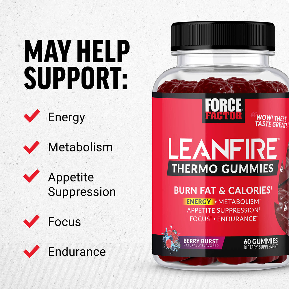 Force Factor, LeanFire® Thermo Gummies, Berry Burst, 60 жевательных таблеток