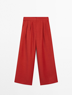 Massimo Dutti Струящиеся брюки с защипами, оранжевый