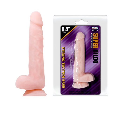 Фаллоимитатор Baile Super Dildo с мошонкой и присоской, 21,5 см