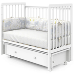 Кровать детская Indigo Vista маятник на колесах, ящик белая аляска