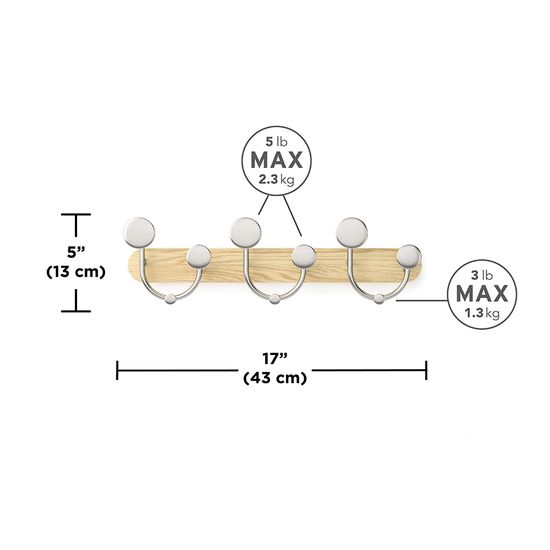 Вешалка настенная melody, натуральное дерево/никель