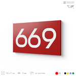 Номер на дверь 669, табличка на дверь для офиса, квартиры, кабинета, аудитории, склада, красная 120х70 мм, Айдентика Технолоджи