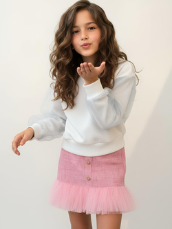 Нарядный свитшот с фатиновыми рукавами