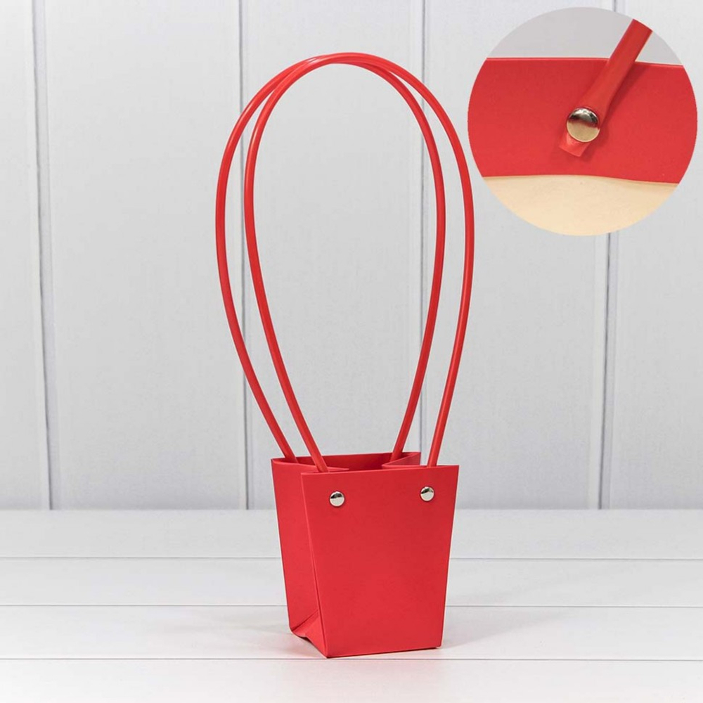 Пакет подарочный 10х9х6.5см Ваза для цветов (Красный)