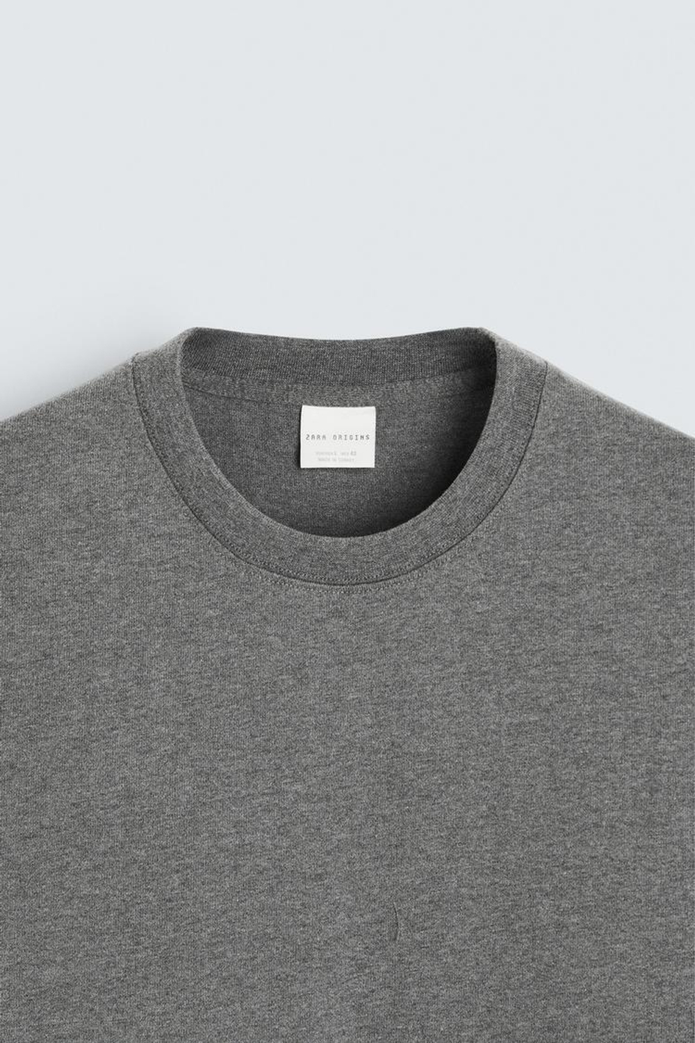 ZARA ХЛОПКОВАЯ ФУТБОЛКА С КОРОТКИМИ РУКАВАМИ, СЕРЫЙ