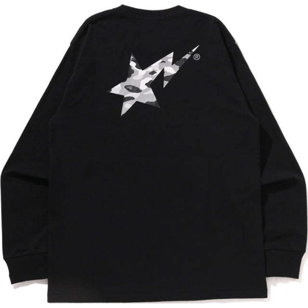 A Bathing Ape 1st Camo Sta L S Tee черный серый