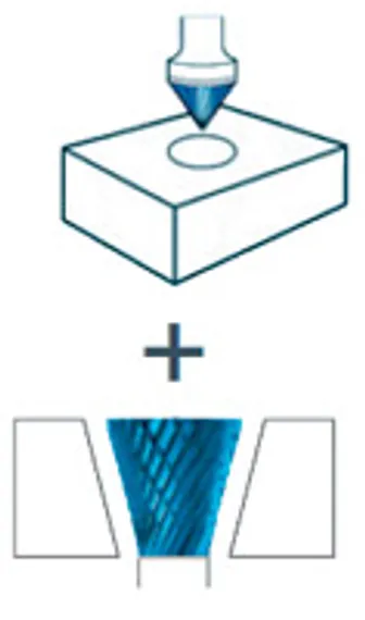 Комбинированная борфреза Karnasch конус 60° + угол