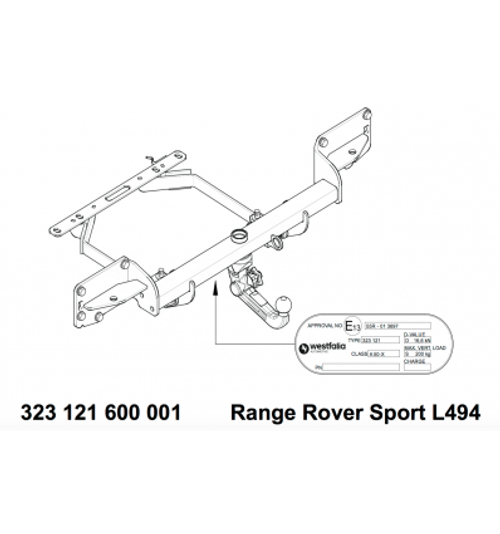 Фаркоп Westfalia 323121600001 Land Rover Range Rover Sport 2013-(паспорт и сертификат в комплекте)(без электрики)