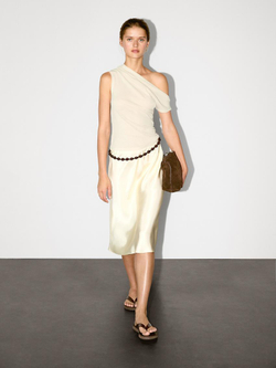 Massimo Dutti Топ асимметричного кроя из 100% хлопка, песочный