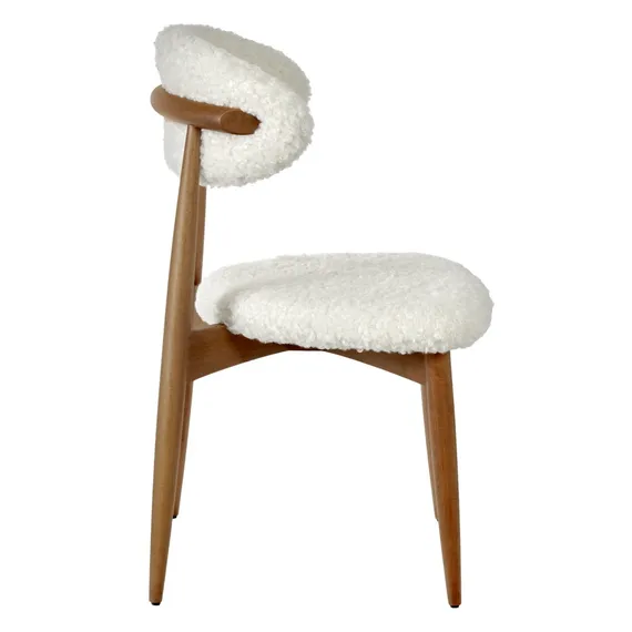 Стул Mod белый искусственный мех с ножками цвета орех