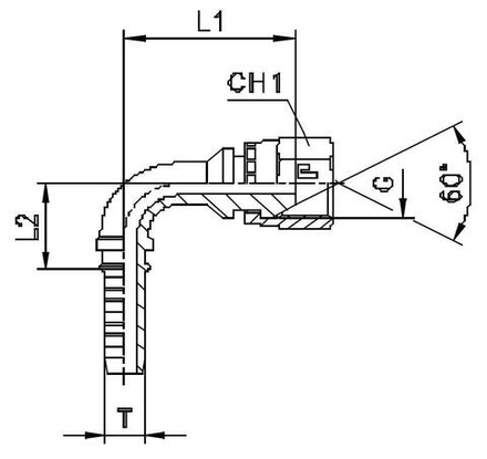 Фитинг DN 12 BSP (Г) 3/4 (90)