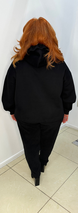 Черная толстовка-худи с ярким принтом и капюшоном