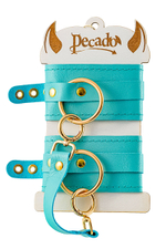 Голубые однослойные кожаные оковы