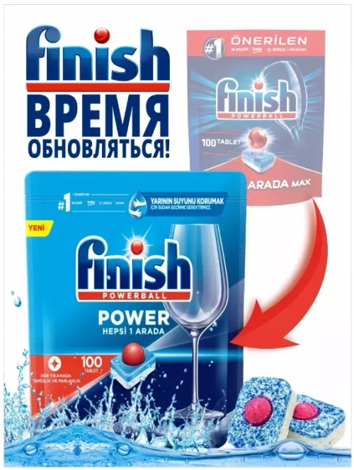Таблетки для посудомоечной машины Finish All in 1 MAX, Средство для мытья посуды Финиш, 100шт.