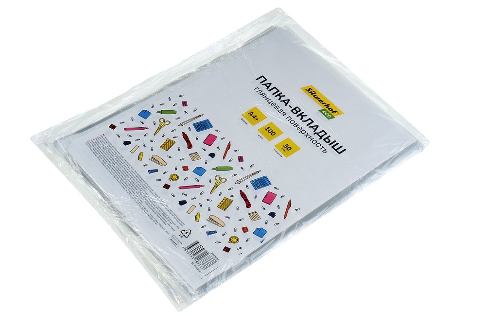 Папка-карман с перфорацией А4+ прозрачная глянцевая 0.03мм ECO Silwerhof 100шт/уп цена за уп.