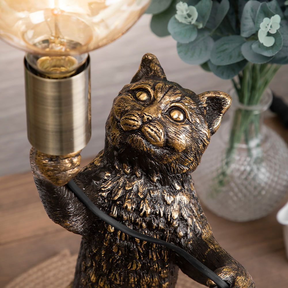 Настольная лампа Кот Эдисон Бронза