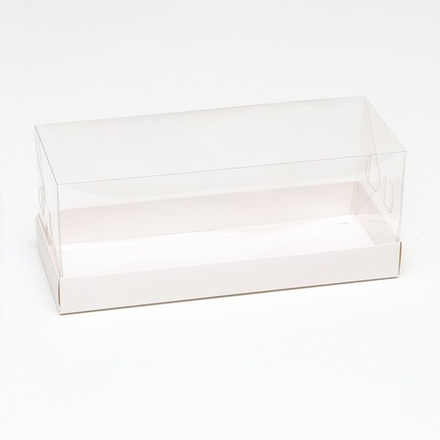 Коробка с прозрачной крышкой под рулет 30*12*12см БЕЛЫЙ