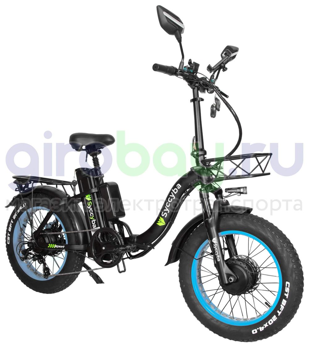 Электровелосипед Syccyba F11 Pro Dual 48V/20Ah (полный привод) - Синий обод фото №2