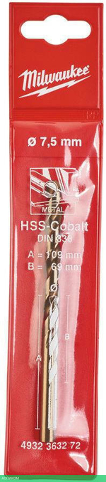 Сверло по металлу Milwaukee HSS-Co 7.5мм (4932363272)