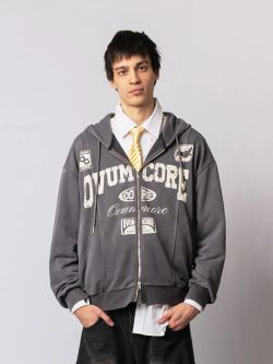 Худи Zip Crop Ovum etched grey