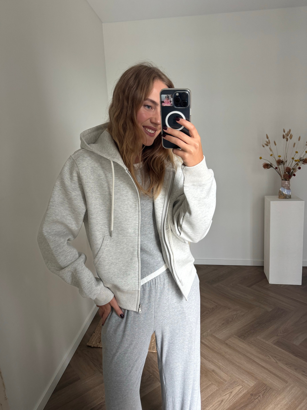 Худи Zipper серый меланж