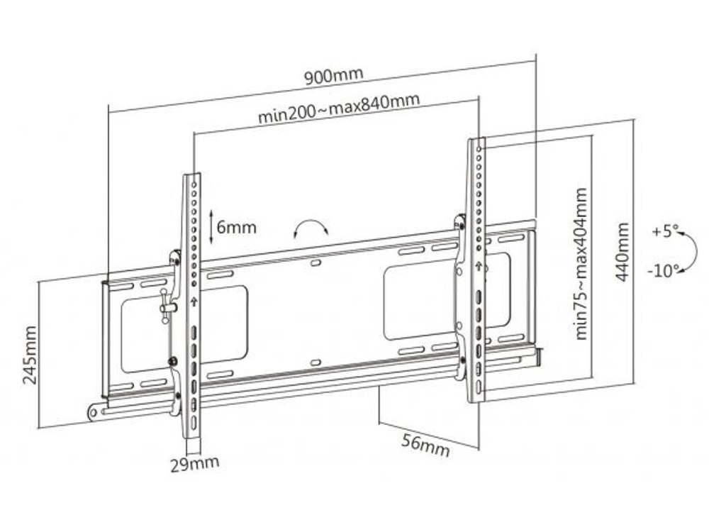 Настенный наклонный кронштейн Exell EXi-H1284-AT