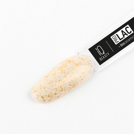 IQ BEAUTY Лак для ногтей профессиональный укрепляющий с биокерамикой #092, 12.5 мл Молочный с золотой поталью, плотный