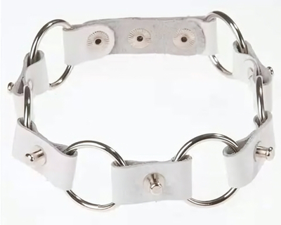 Белый ошейник с колечками (Цвет: белый)