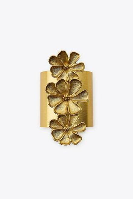 ZARA ЖЕСТКИЙ БРАСЛЕТ С ЦВЕТАМИ, ЗОЛОТИСТЫЙ