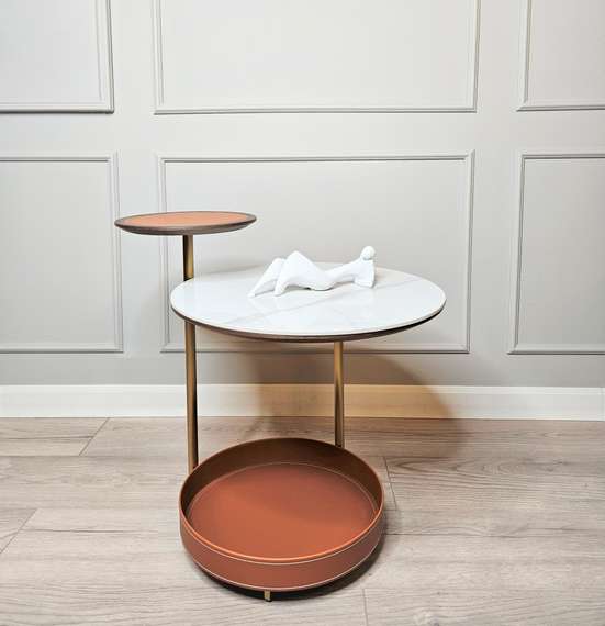 Журнальный столик 9679, две столешницы, керамика, металл