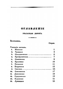 Указатель дорог. от Кремля Московского к заставам и к границам Московского уезда | П. Хавский