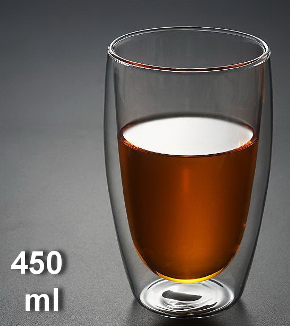 298014 Стакан "Необжигайка" двойные стенки 450мл, d=8.5см, h=14.5см, стекло