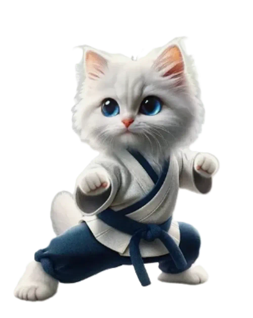 Брелок TKD акриловый Кот белый на разъемной цепочке