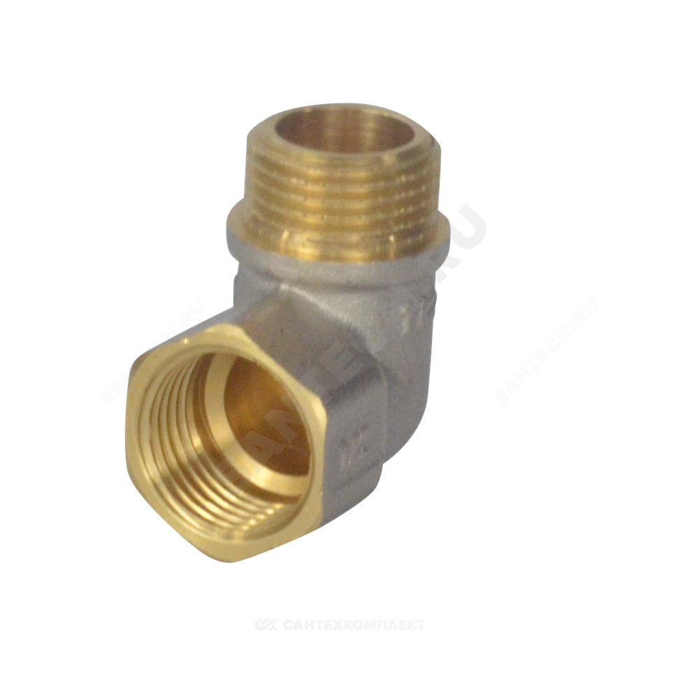 Угольник латунь никель реборда Ду 15 (1/2") ВР/НР 9006 ГОСТ 32585-2013 Aquasfera 9006-01
