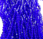 ББ019НН4 Хрустальные бусины "биконус", цвет: синий прозрачный, размер 4 мм, кол-во: 95-100 шт.
