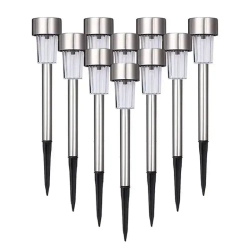 Светильники уличные на солнечной батарее 10 шт., фонарики садовые холодный свет