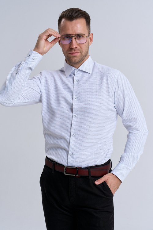 Сорочка мужская Vester длинный рукав, белая, мелкий рисунок 515142 50