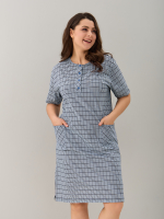 Туника Т-012/клеточкасиний-голубая