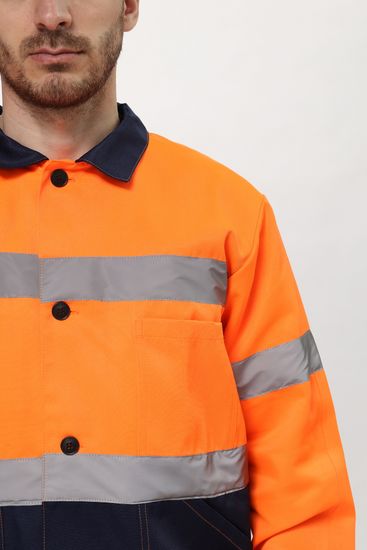 Костюм "Дорожник Олимп" полукомбинезон (оранжевый/т.синий)