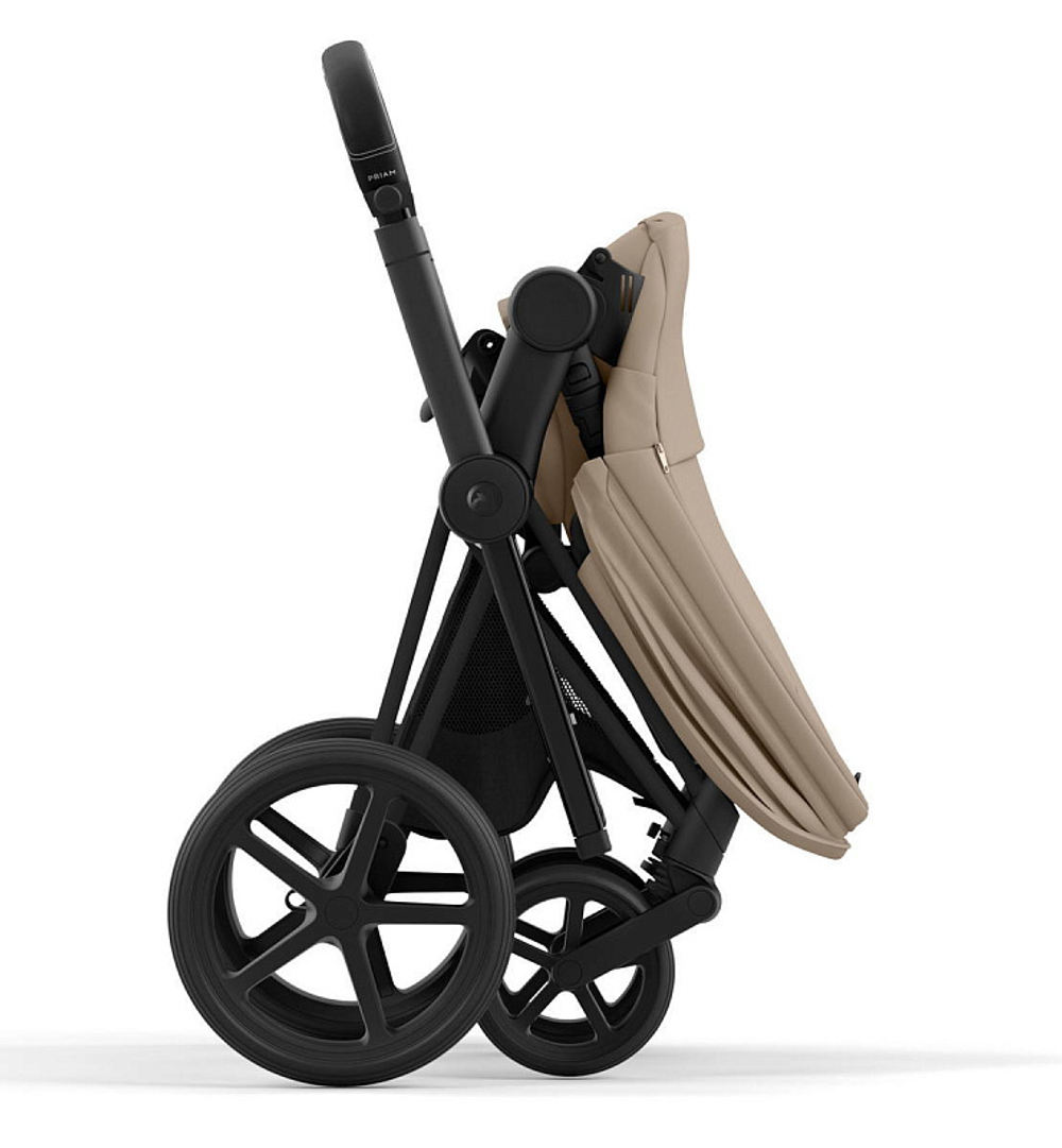 Коляска 3 в 1 Cybex Priam IV Matt Black complete и автокресло Aton S2 i-Size Moon Black Cozy Beige