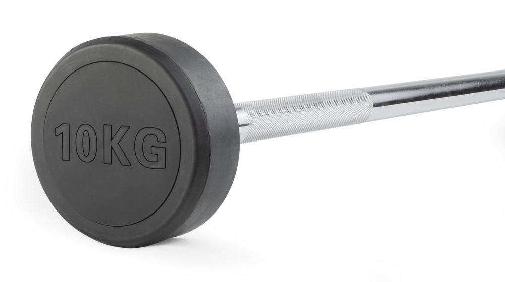 Штанга неразборная обрезиненная 10 кг. Прямой гриф. VictoryFit VF-DX4100