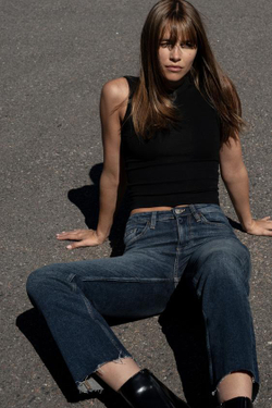 ZARA УКОРОЧЕННЫЕ РАСКЛЕШЕННЫЕ ДЖИНСЫ TRF С ВЫСОКОЙ ПОСАДКОЙ, МОРСКОЙ СИНИЙ