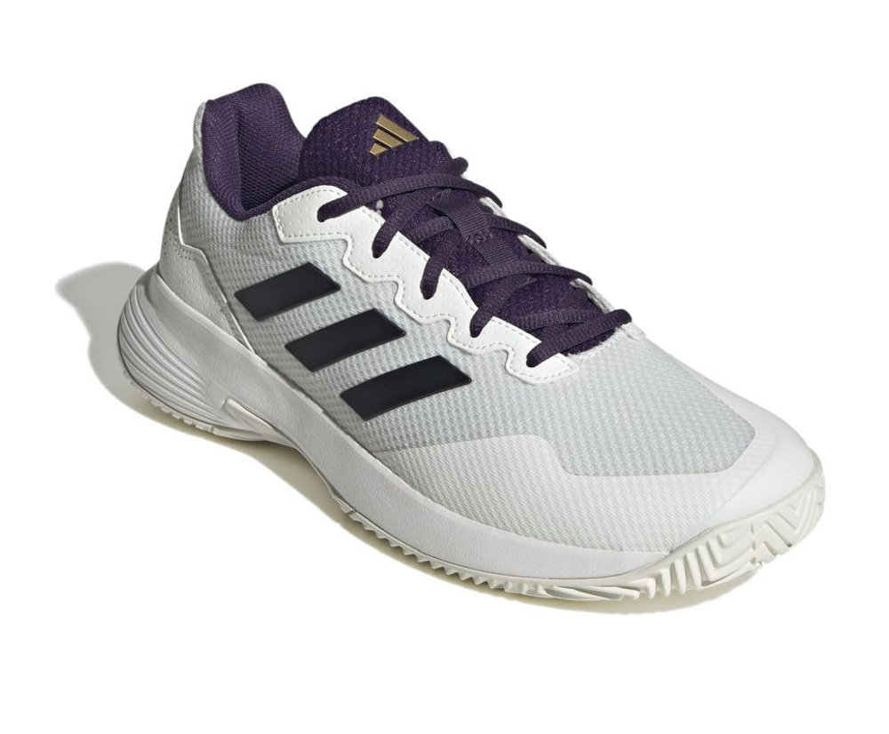 Мужские кроссовки теннисные Adidas GameCourt 2 M - core white/core black/aurora plum