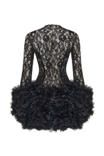 Платье мини из кружева с цветами