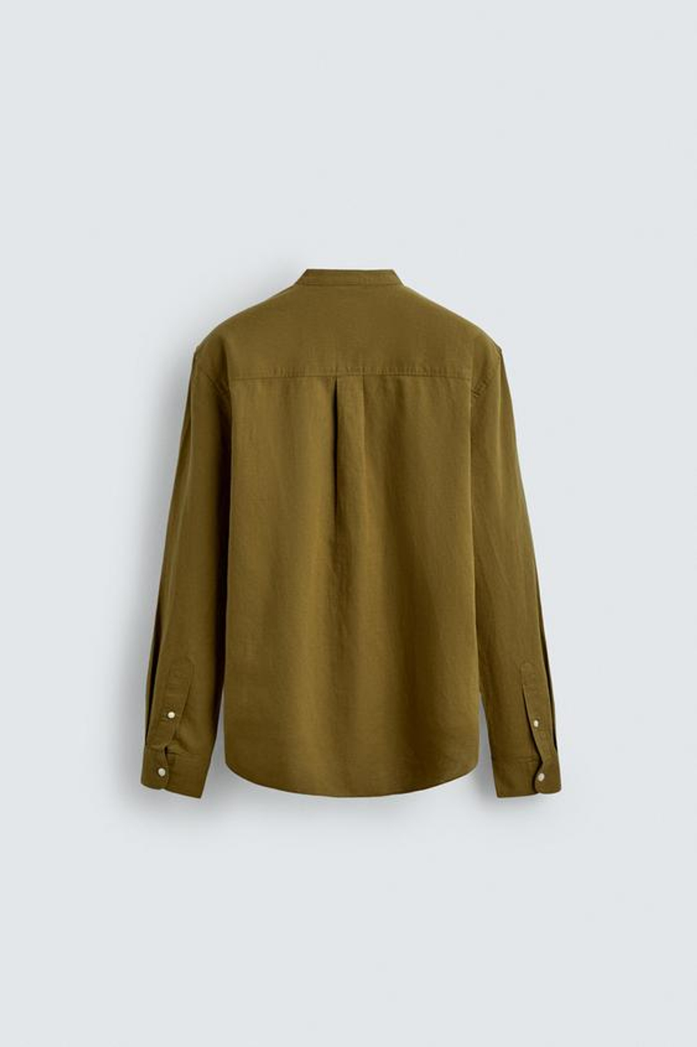 ZARА РУБАШКА RELAXED FIT ИЗ ЛЬНА И ХЛОПКА, ОЛИВКОВЫЙ