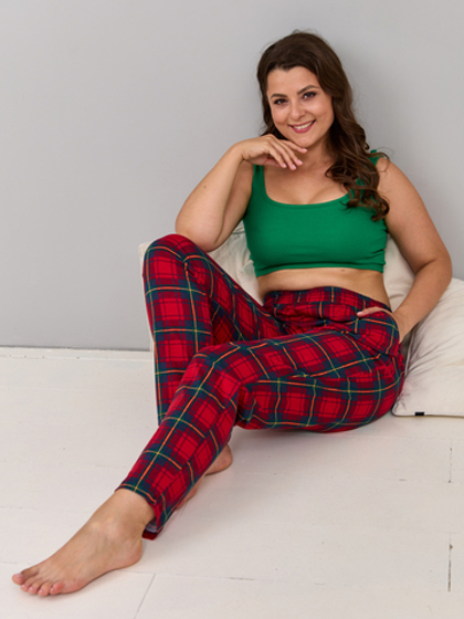 Брюки Б-18/красносиняя-клетка